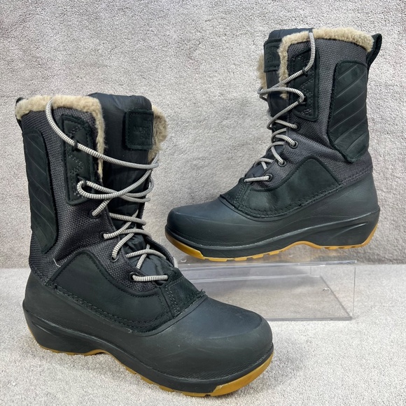 The North Face Shellista IV Mid Faux Fur Lace Up Snow Boots Waterproof 9.5 Black - Picture 2 of 10